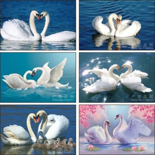 5D Diy Diamond Painting Needlework Craft Diamond Mosaic Diamond Painting Swan With Flowers Pattern Pictures Kits Wall Stickers