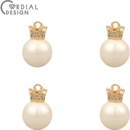 Cordial Design 30Pcs 5*9MM Jewelry Accessories/Hand Made/CZ Charms/Imitation Pearl/Genuine Gold Plating/DIY Earring Findings