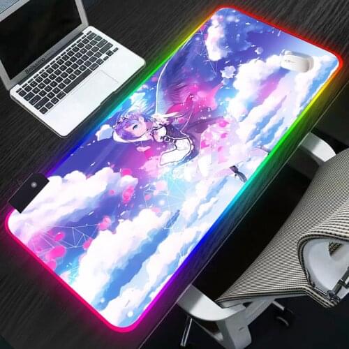 Large mouse pad keyboard gamer RGB Rubber Anime gaming mouse pad Re zero Rem Emilia Mouse Mat Mousepad PC desk pad keyboard pad