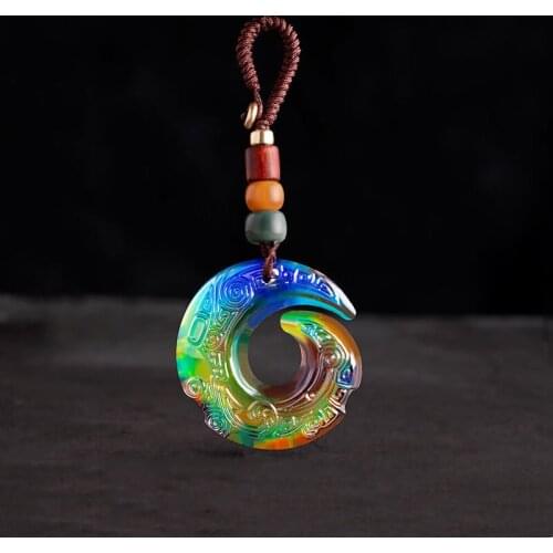 Temperature Sensing Dragon Hook Jade Key buckle Pendant Fashion Charm Jewellery Carved Amulet Gifts Women Men Bring Good Luck