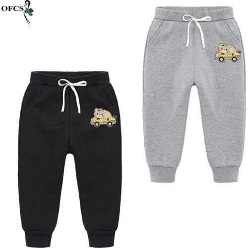 New Winter Warm Kids Boys Sport Pants Cartoon Print Cotton Elastic Waist Design Trousers For Children Casual Clothes Loose Pant