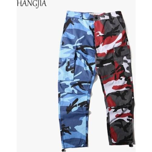 Camouflage Color Block Camo Cargo Pants Men High Street Baggy Tactical Overalls Hip hop Jogger Patchwork Camouflage Pant Women