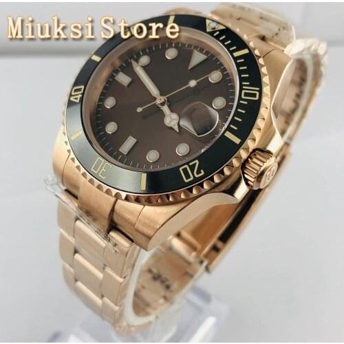 Bliger 40mm rose gold case sapphire glass ceramic bezel date 21 jewelry Miyota movement waterproof mens top automatic watch