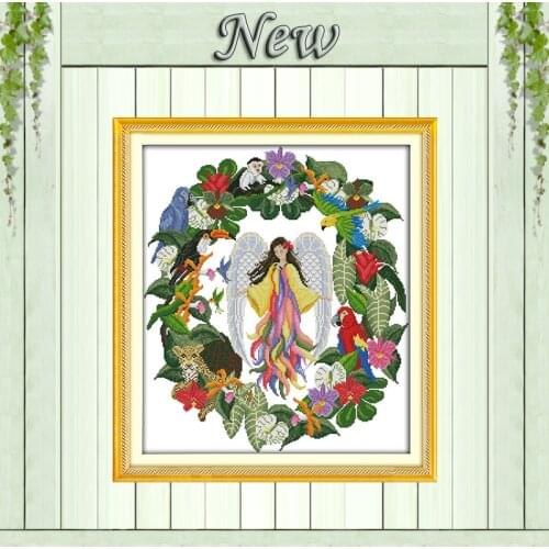 Floral fairy flower home decor painting counted print on canvas DMC 14CT11CT Cross Stitch chinese kits Needlework Embroidery Set