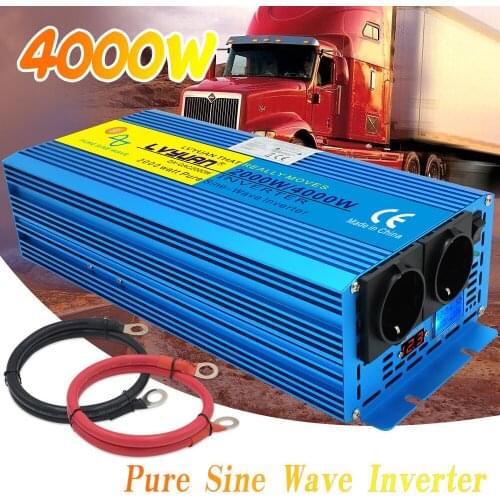 3000W Digital Display PURE SINE WAVE POWER INVERTER DC12V/24V To AC110V/220V CAMPING BOAT Converter With LCD Display 2 AC OUT