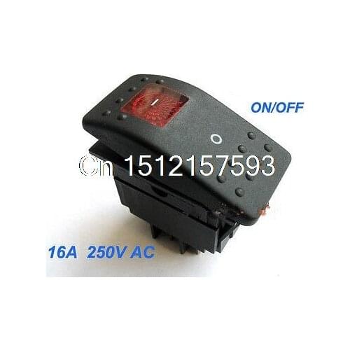 1pc Red light DPST OFF/ON Boat Car Rocker Switch RK1-06 Double pole single throw