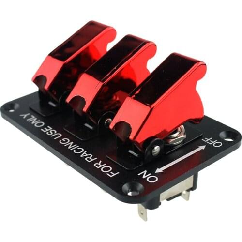 Racing Car Engine Start 3 Gang LED Push Button Ignition Toggle Switch Panel