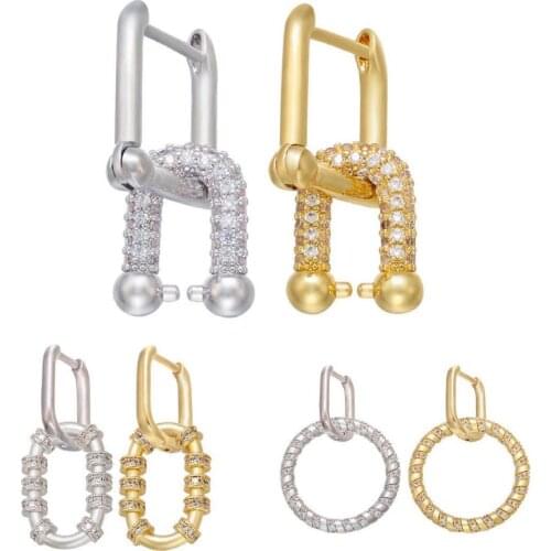 HECHENG 1Pair cz geometry earrings AAAAzirconia drop earrings for women round fashion jewelry pendent wholesale