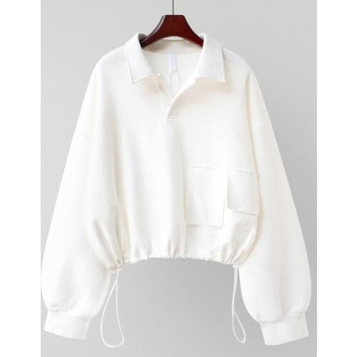 Hoodies Womens Trendy Harajuku Kpop Females Hoodie Street Style Women Sweatshirt Zipper Popular Crop Tops Simple Elastic Waist