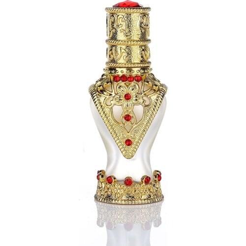 Jxcaih 1pcs 8ml Arabic style metal perfume essential oil container with glass dropper Refillable glass metal perfume bottle