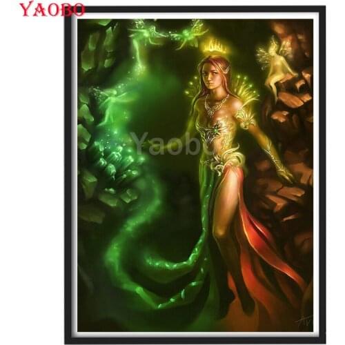 DIY Diamond Embroidery Fantasy Green Elf 5D Square round Diamond Painting Cross Stitch Kit Drawing Unique Gift Home Wall Decor