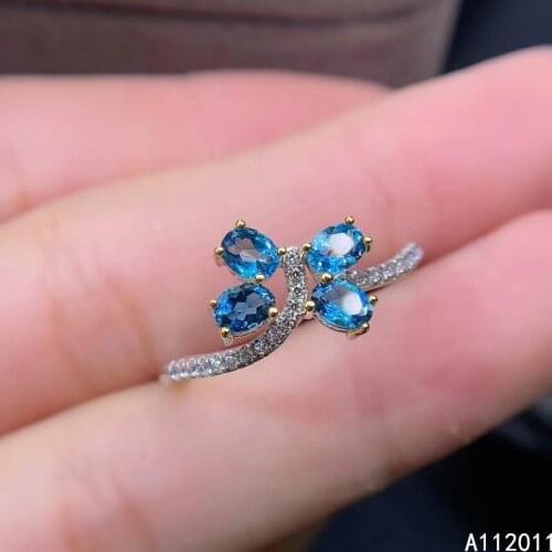 KJJEAXCMY fine jewelry 925 sterling silver inlaid natural blue topaz trendy women new ring Support test hot selling