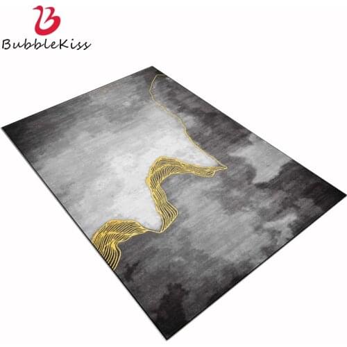 Bubble Kiss 2020 New Modern Style Carpet Abstract Ink Gold Lines Clear Printed Carpet For Living Room Home Decor Bedroom Rug