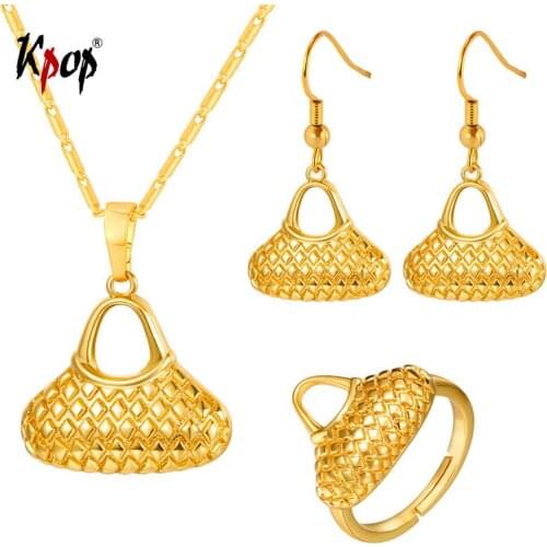 Kpop Jewellry Set Hand Bag Charm Pendant Chain Hook Earrings Ring New Guinea Vintage Jewelry Christmas Gift for Women PER968