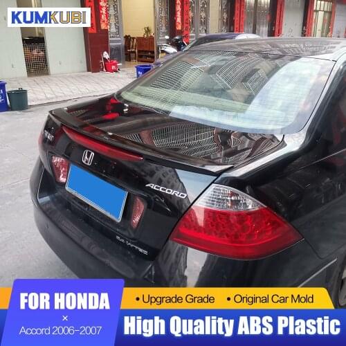 KUMIKUBI New ABS Plastic Unpainted Primer Car Rear Wing Spoiler Tail Fin Cover Decoration Fit For Honda Accord 2006 2007 Spoiler