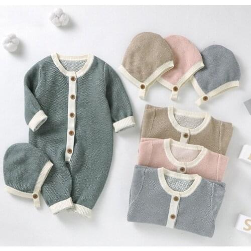Excellence Bag Store 2021 New Cute Knitting Toddler Kids One-Piece Clothing For Children Romper Infant Baby Jumpsuit 0-18 Months