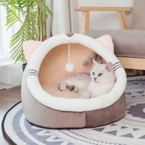 Cute Cat Bed for small medium Pet Dog Soft Nest Kennel Kitten Bed House Sleeping Bag Pets Winter Warm Cozy House Cave