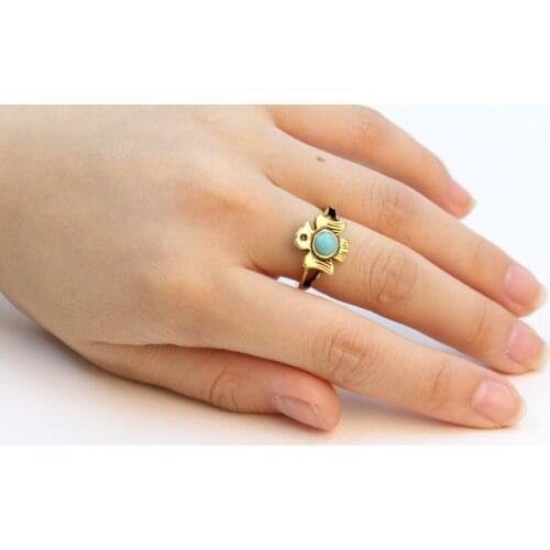 Trendy Vintage Ring Blue Stone for Women The Little Eagle Ring for Women