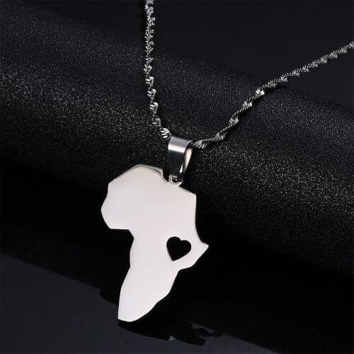 Stainless Steel Africa Map Pendant Necklace Motherland Female Simple For Creative Map Jewelry