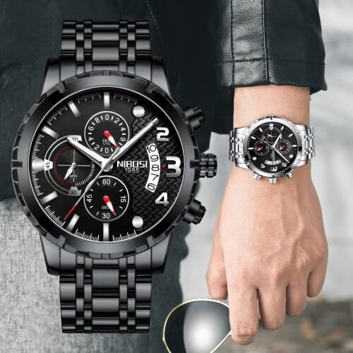 NIBOSI 2021 Mens Fashion Watch Sport Waterproof Quartz Watches for Men Steel Army Military Luxury Wristwatch Relogio Masculino