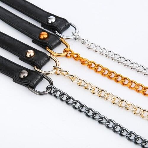 New Shoulder Bag Straps Pu Leather+metal Chain Handbag Handle For Women Handbags Diy Chain Strap Replacement Bag Accessories