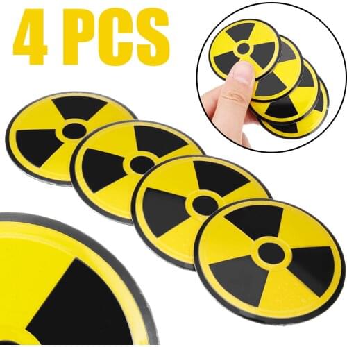 New Arrival 4pcs Nuclear Warning Symbol Wheel Center Hub Cap Emblem Badge Sticker Decal for Car Styling Decoration