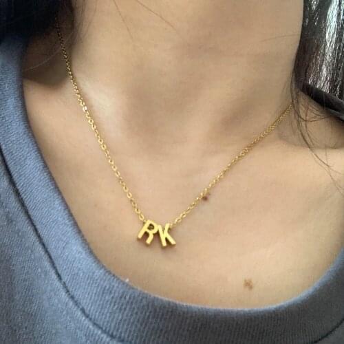 DIY Letters Name Pendant Charm Necklace for Women Men Gold Color Initial Alphabet Steel Chain Necklace Collar Jewelry