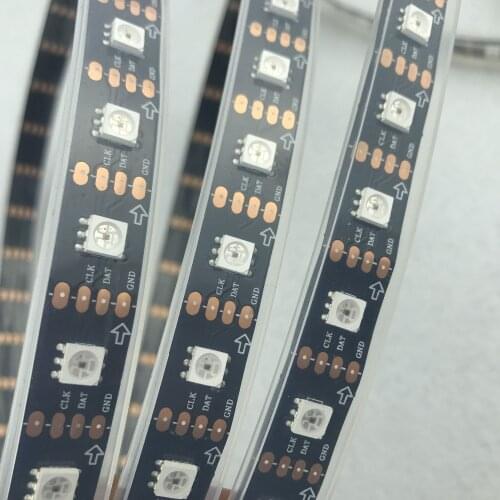 4M DC5V SK9822 addressable led pixel strip;60leds/m with 60pixels/m;BLACK PCB;waterproof in silicon tube