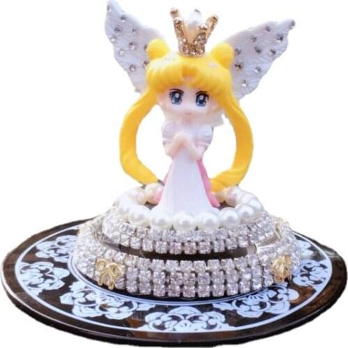 Sailor Moon Fashion Car Decoration Accessories Anime Kawaii Mini Doll Car Interior Decoration Bling Ornament Hairball Balm Gifts