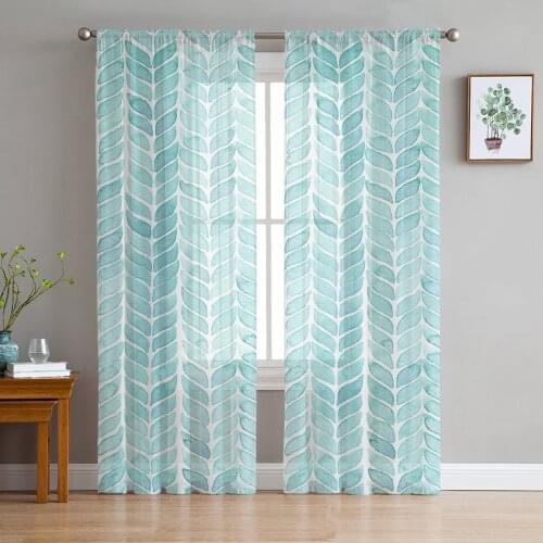 Blue Watercolour Sheer Curtains Window Curtains for Living Room Bedroom Blinds Kids Room Home Decor