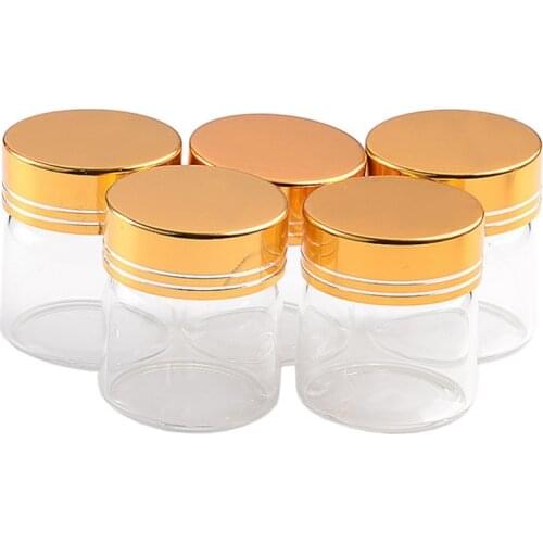 Glass Bottle 20ml 50ml 65ml 90ml Glass Storage Bottles with Golden Screw Cover Empty Sweets Vanilla Pill Food Perfume 6pcs