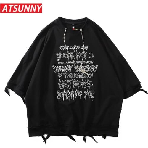 ATSUNNY Mantra Loose Print Short Sleeve T-Shirt HipHop Streetwear Casual T-Shirt Man Summer Fashion Hawaiian T-Shirts Tops