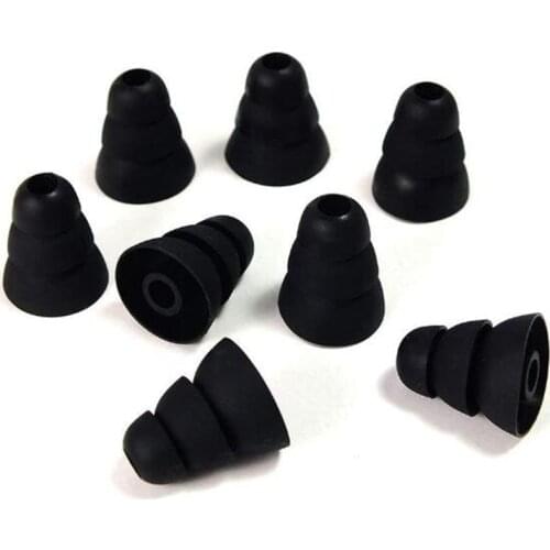 Triple Three Flange for Beats Noise Isolate Silicone Cushion Ear Bud Tips with 4mm Connector Hole, Fit for Most In Ear Earphone