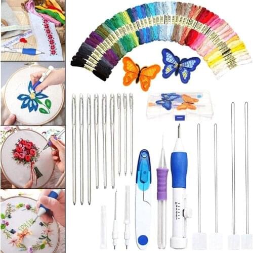 Magic Hand Craft Tool Embroidery Pen Patch Knitting Sewing Tool Kit Punch Needle For Clothing Curtains Insoles Purses DIY