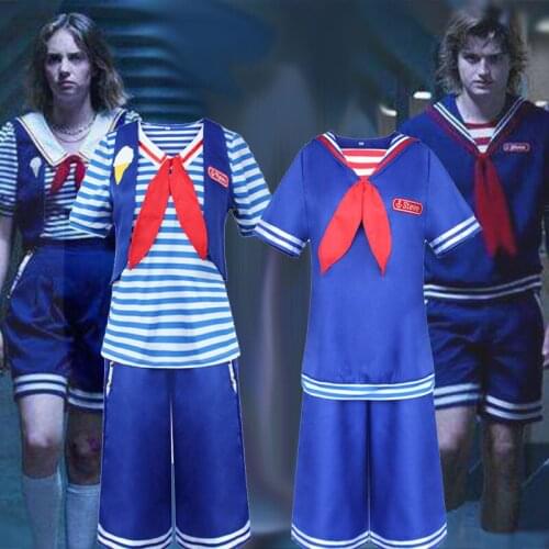 Adult Stranger Things Season 3 Robin Steve Harrington Scoops Ahoy Cosplay Costume Sailor Uniform halloween costumes