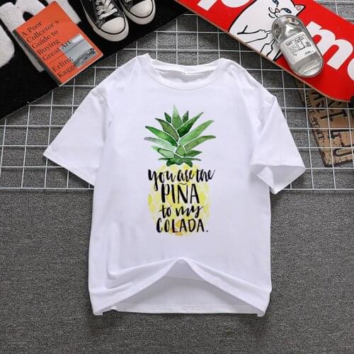 Womens T-shirt Pineapple Fruit Clothing Printed T-shirt Womens Kawaii Camisas T-shirt Fashion Womens Top Graphic T-shirt