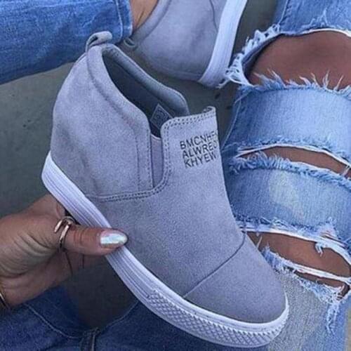 Women Ankle Boots Wedges Vulcanized Platform Autumn Female High Heel Height Increasing Shoes Ladies Fashion Casual Plus Size