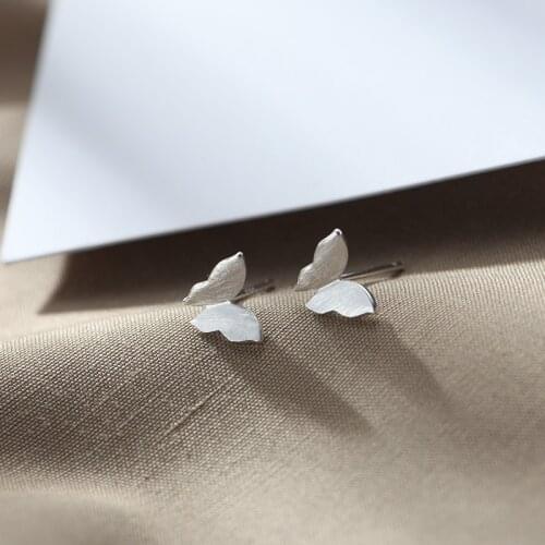 VOQ Silver-plated Brushed Design Small Butterfly Stud Earrings for Women Korean Earings Fashion Jewelry aretes de mujer