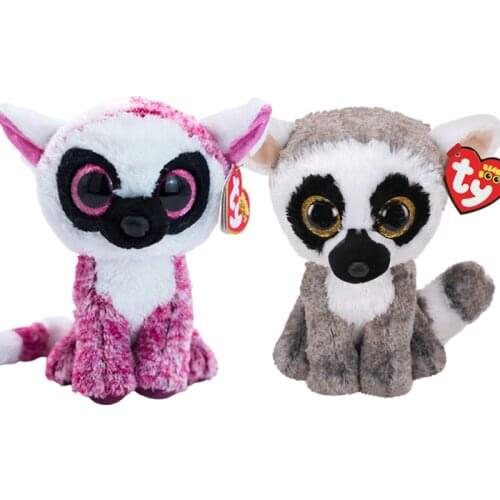 15CM Ty Cute Big Glitter Eyes Plush Stuffed Animal Collectible Soft Brown Pink Raccoon Doll Toy Boy And Girl Gift