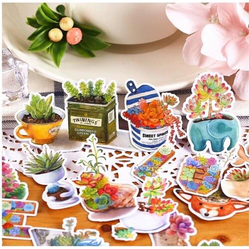 20pcs Creative kawaii Self-made Fresh and fleshy plants / potted plants Beautiful Stickers /Decorative Sticker /DIY Craft Photo
