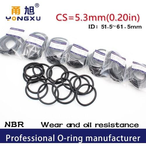 3PC/lot Rubber Ring NBR Sealing O-Ring CS5.3mm ID51.5/53/54.5/56/58/60/61.5*5.3mm Ring Seal Gasket Nitrile Oring Oil Ring Washer