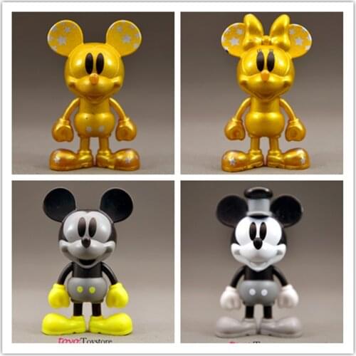4piece/lot 10cm 90th anniversary mickey mouse and minnie mouse mickey mouse friends collection figure toys