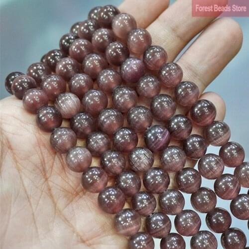 6/8/10MM AAA Brown Cat Eye Beads Smooth High Quality Round Beads Opal Stone for Jewelry Making DIY Bracelets Earrings 15" Strand