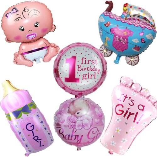 6pcs/lot Baby Shower Helium Foil Balloons Baby Boy Girl Birthday Party Decorations 1th Birthday Party Suppliers Air Balls