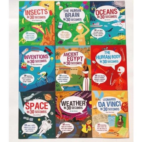 9 PCS/set In 30 Seconds English Popular Science Reading Book Children Picture Book Kids Leaning Gift