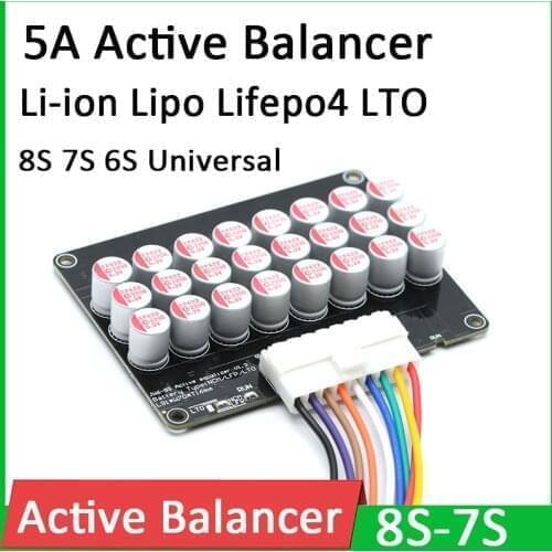 6S 7S 8S 24V 5A Active Equalizer Balancer Li ion Lipo Polymer Lifepo4 LTO Lithium Battery BMS Energy transfer Balance board CELL