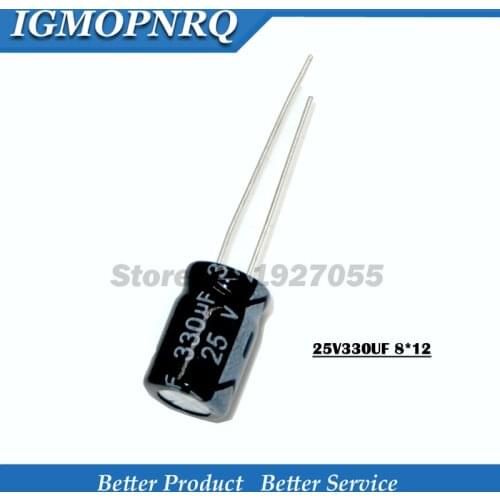 50PCS 25V330UF 8*12mm 330UF 25V 8*12 Aluminum electrolytic capacitor new
