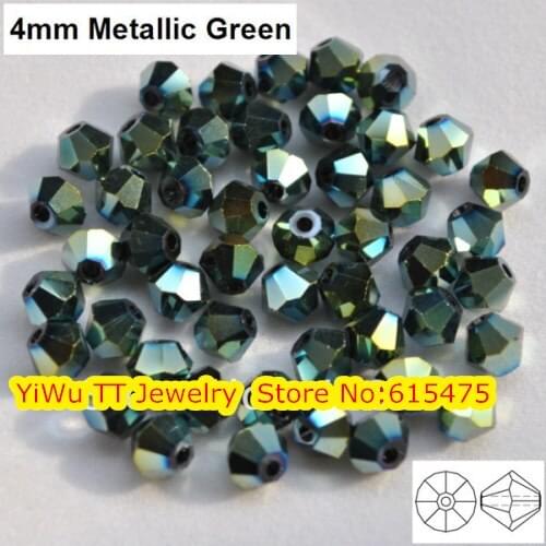Free Shipping, 720pcs/Lot 3mm metallic green color Chinese Top Quality Crystal Bicone Beads