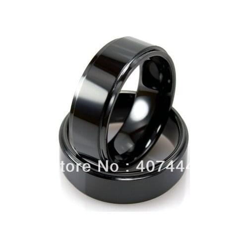 Free Shipping!Wholesales USA Hot Sales E&C Jewelry Mens Tungsten Black Ring With Edges & Polish Ring His/Her Best Wedding Ring