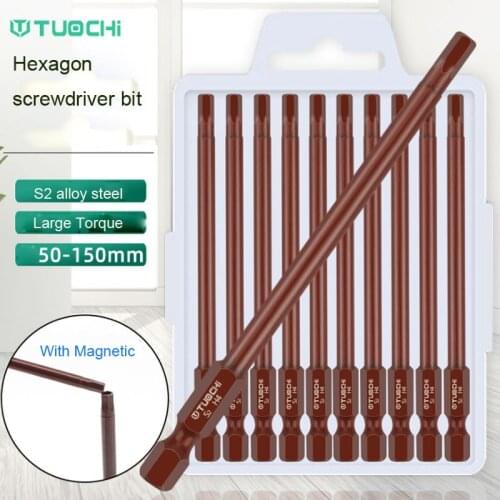 50mm/75mm/100mm/150mm 1/4 Hex Shank Screwdriver Bits Magnetic With Hole Wind Batch Hex S2 Electric Driver Bits Hand Tools
